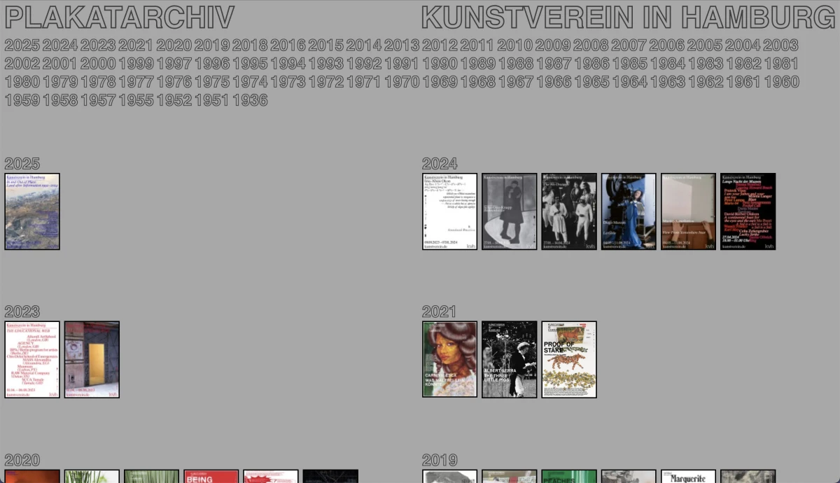 Screenshot of plakatarchiv.kunstverein.de